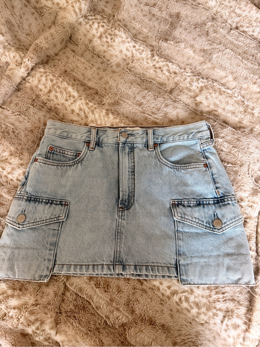 Aritzia Denim Forum Light Blue Denim Cargo Mini Skirt